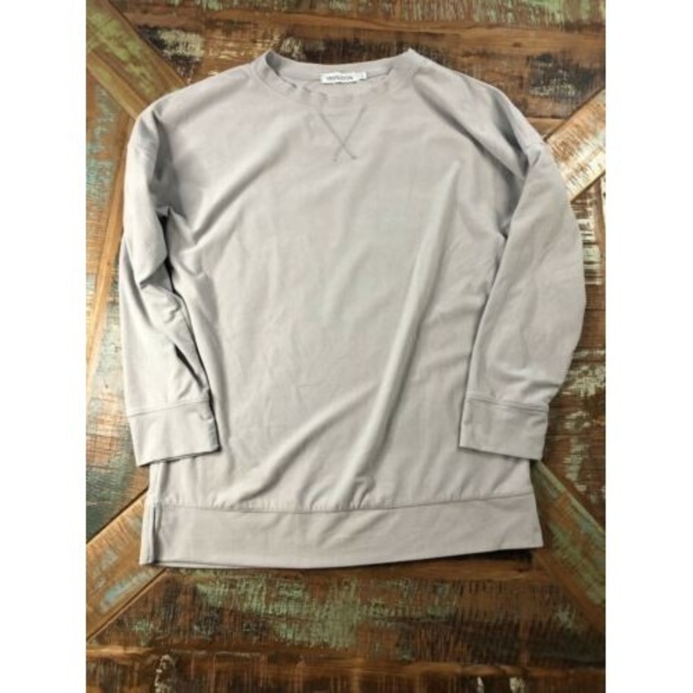Womens Misslook Soft Gray Fleece Crewneck Shirt Size Large